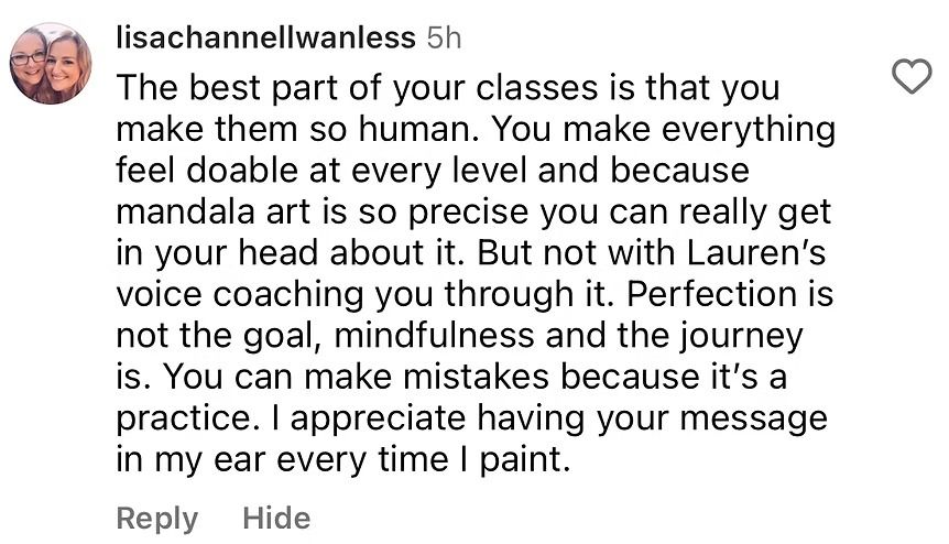 A Love & Dots student sharing their experience