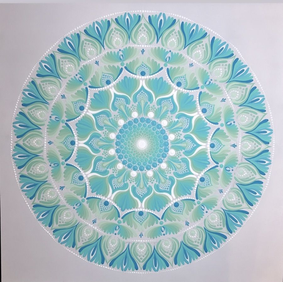 An advanced mandala painting by a TAC student, artist @mandalas.by.mel
