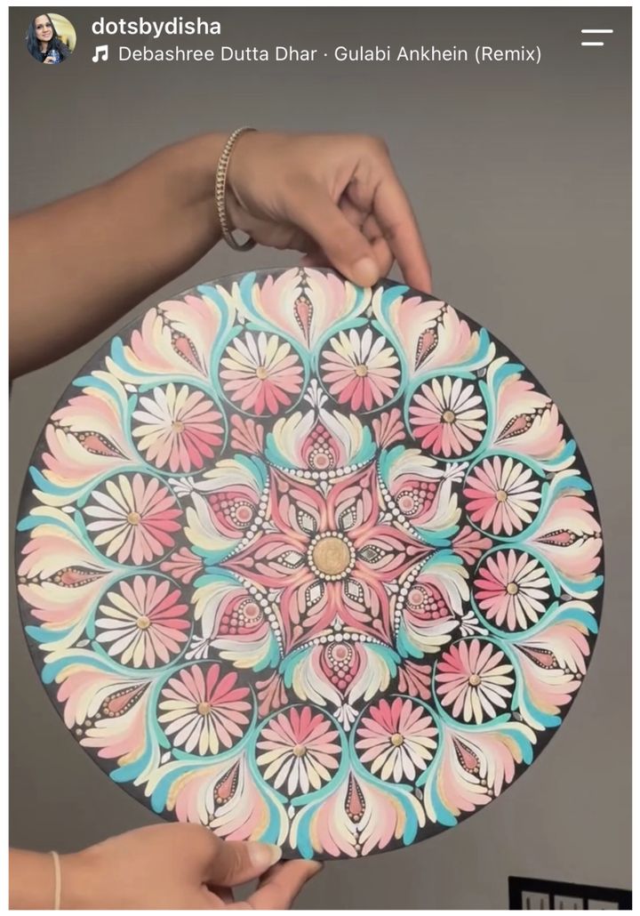 A student's 12-inch mandala painted from the free masterclass