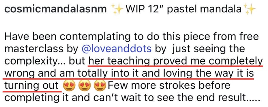 A Love & Dots student sharing their experience