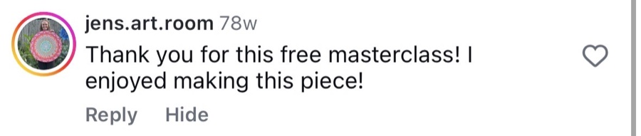 A student's 12-inch mandala painted from the free masterclass