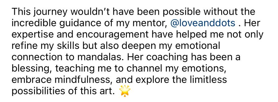 A Love & Dots student sharing their experience