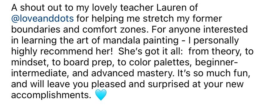 A Love & Dots student sharing their experience