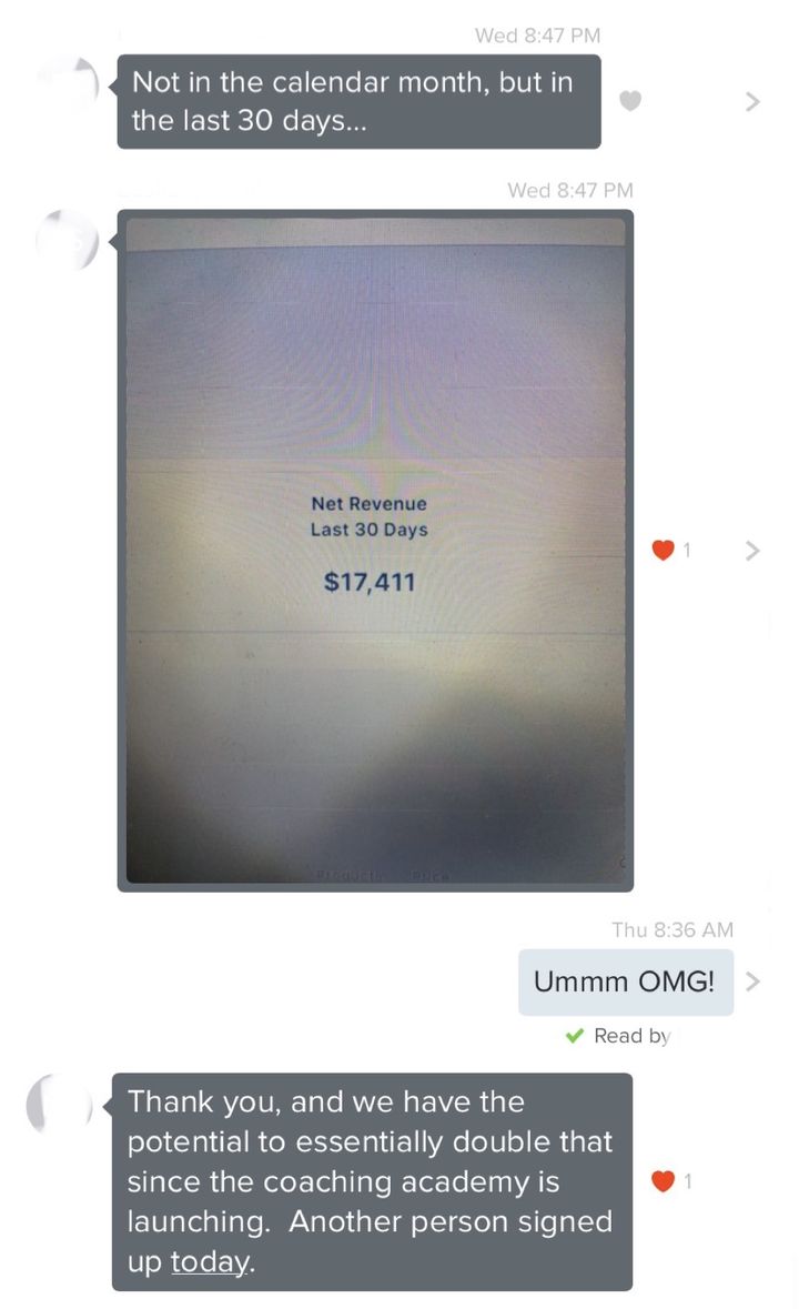 A message from a student sharing their results