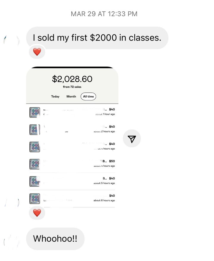 A message from a student sharing their results