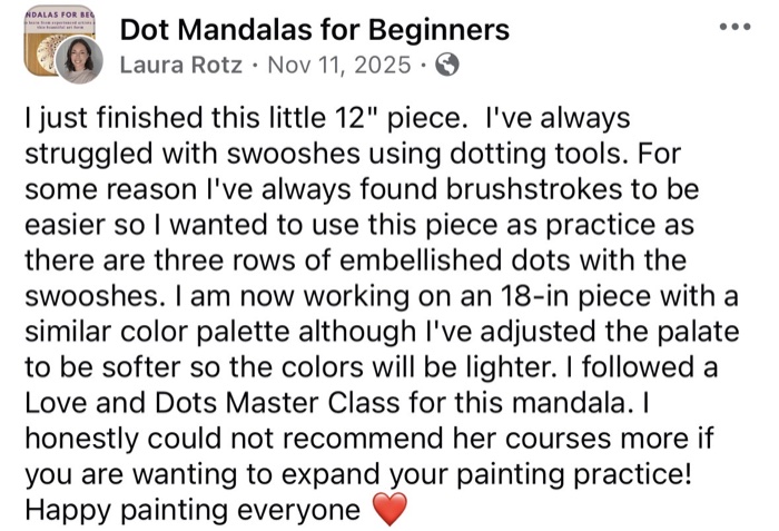 A Love & Dots student sharing their experience