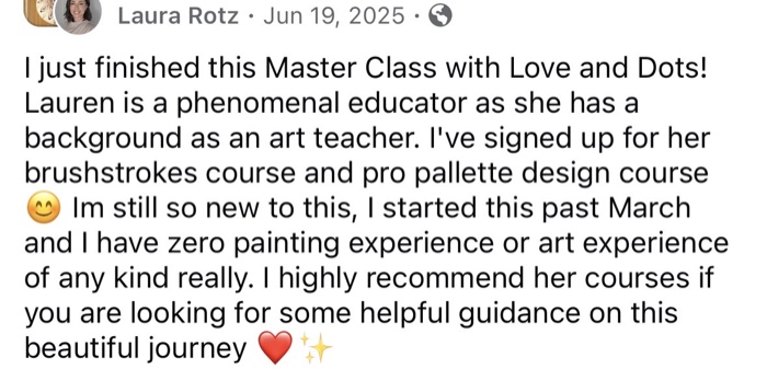 A Love & Dots student sharing their experience